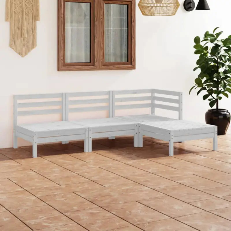 Houten tuinset van massief grenenhout met voetenbank en tafel - Tuinsets