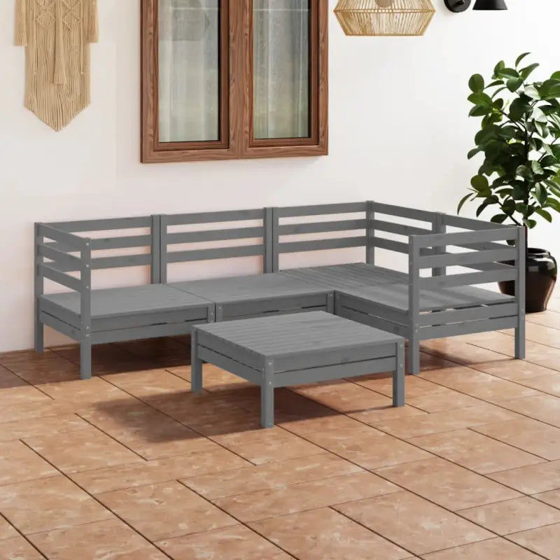 Houten tuinset van massief grenenhout met voetenbank en tafel - Tuinsets