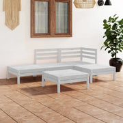Houten Tuinset van Massief Grenenhout met Voetenbank Tafel - Wit - Tuinsets