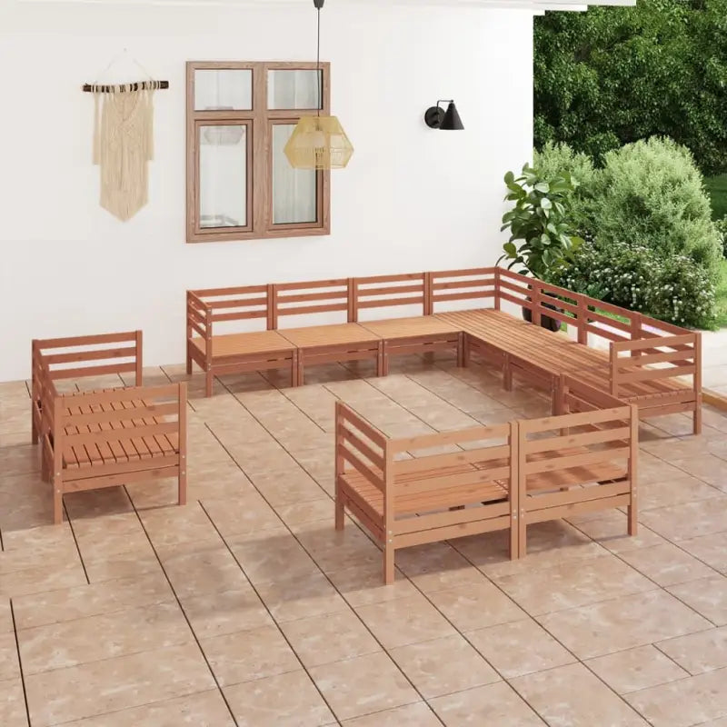 Houten tuinset van massief grenenhout voor ontspannen buitenplezier - Honingbruin - Tuinsets