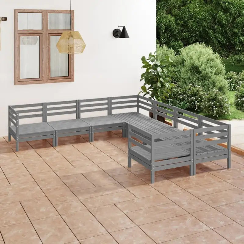 Houten tuinset van massief grenenhout voor ontspanning en gezelligheid - Grijs - Tuinsets