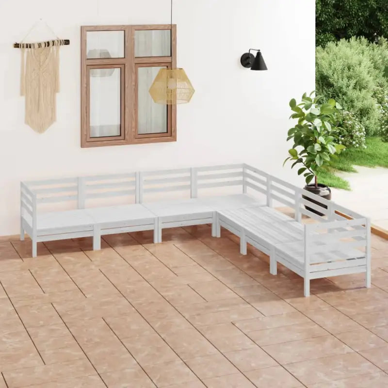 Houten tuinset van massief grenenhout voor ontspanning en gezelligheid - Wit - Tuinsets
