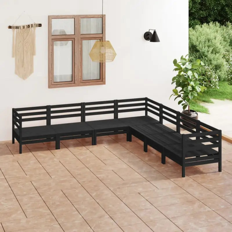 Houten tuinset van massief grenenhout voor ontspanning en gezelligheid - Zwart - Tuinsets