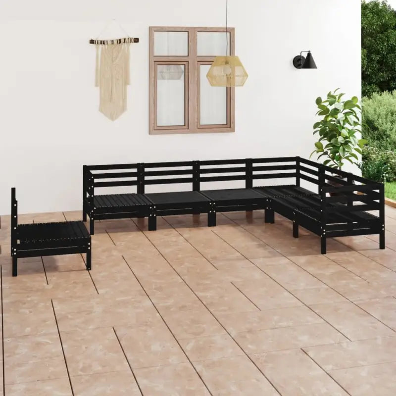 Houten tuinset van massief grenenhout voor ontspanning en gezelschap - Zwart - Tuinsets