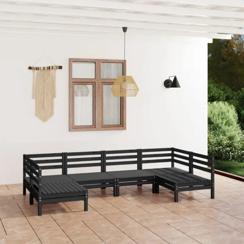 Houten tuinset van massief grenenhout voor ontspanning en gezelschap - Zwart - Tuinsets