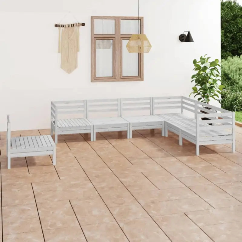 Houten tuinset van massief grenenhout voor ontspanning en gezelschap - Wit - Tuinsets