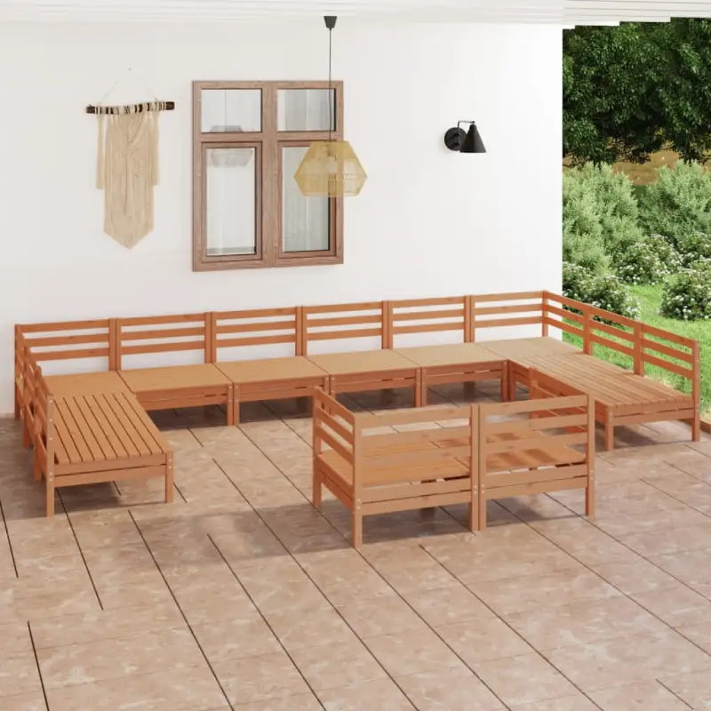 Houten tuinset van massief grenenhout voor ontspanning en samenkomst - Honingbruin - Tuinsets