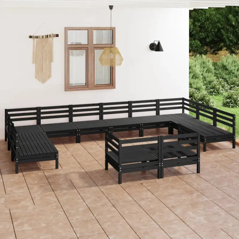 Houten tuinset van massief grenenhout voor ontspanning en samenkomst - Zwart - Tuinsets