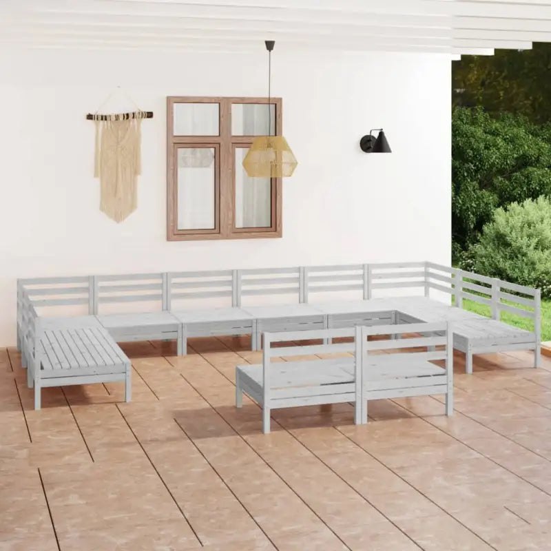 Houten tuinset van massief grenenhout voor ontspanning en samenzijn - Wit - Tuinsets