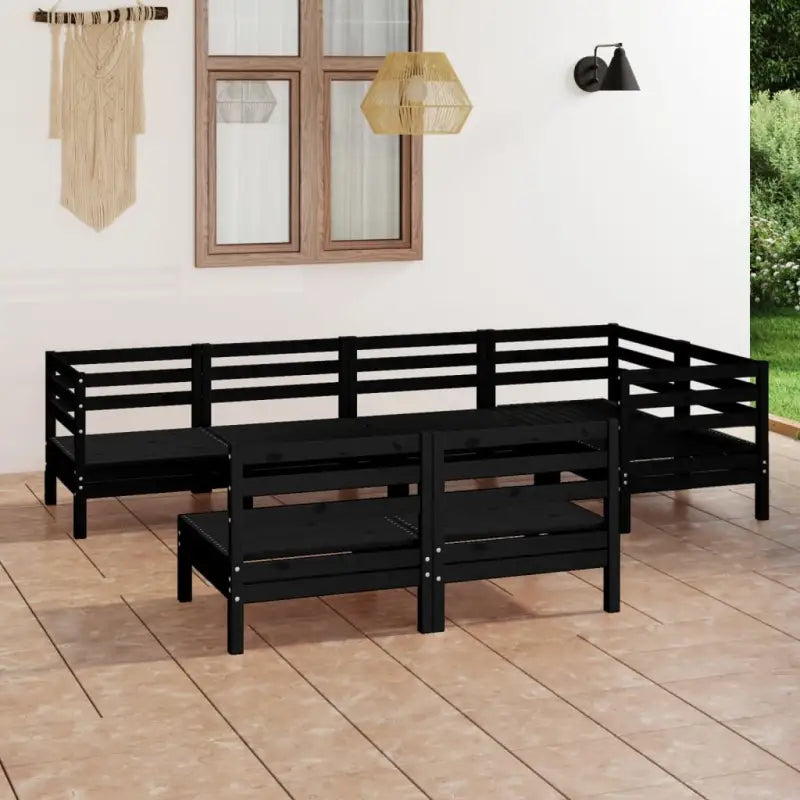 Houten tuinset van massief grenenhout voor ontspanning en samenzijn - Zwart - Tuinsets