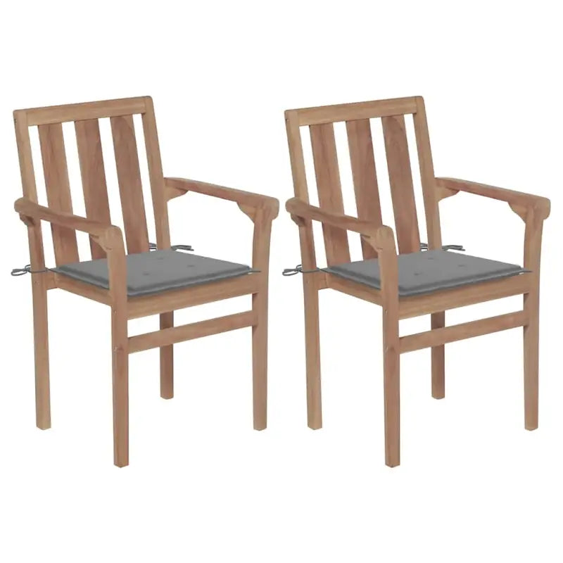 Houten tuinstoelen set met hard teakhout en fijn geschuurde afwerking - Grijs / 2 - Tuinstoelen