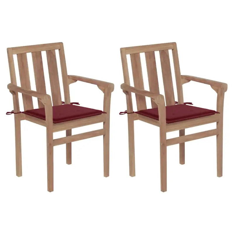 Houten tuinstoelen set met hard teakhout en fijn geschuurde afwerking - Wijnrood / 2 - Tuinstoelen
