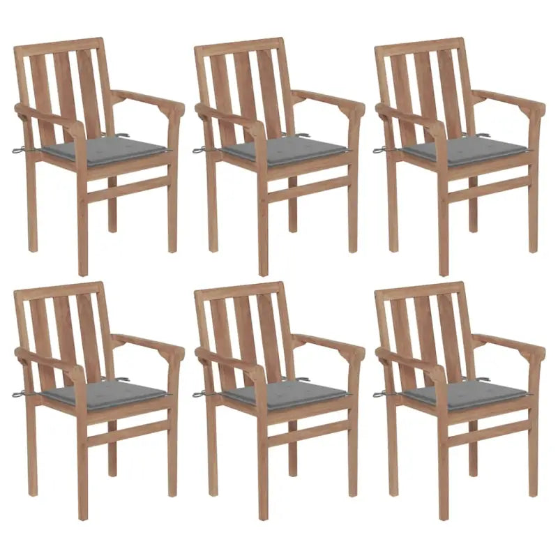 Houten tuinstoelen set met hard teakhout en fijn geschuurde afwerking - Grijs / 6 - Tuinstoelen