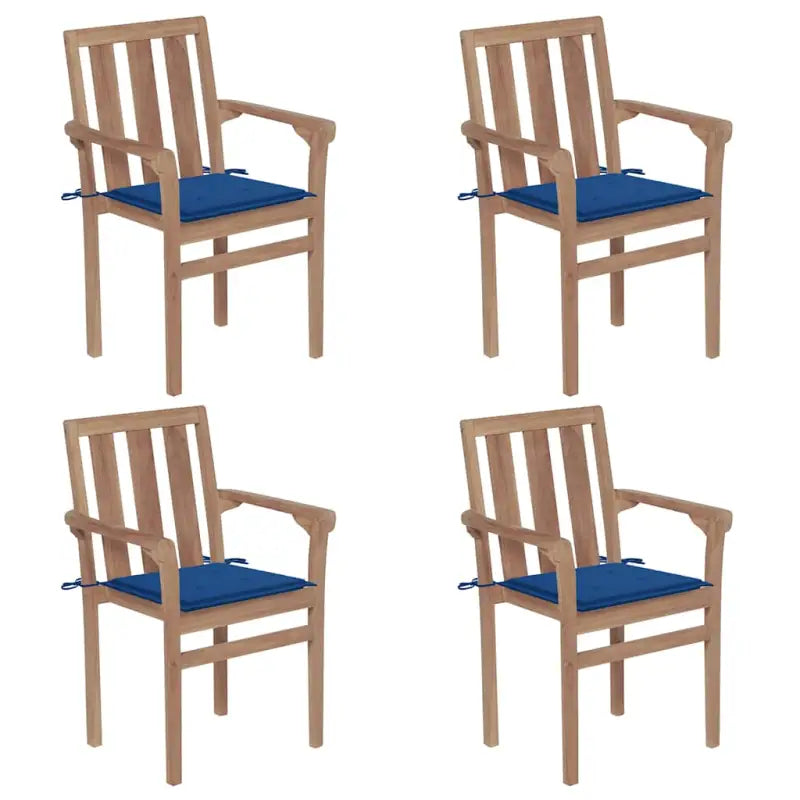 Houten tuinstoelen set met hard teakhout en fijn geschuurde afwerking - koningsblauw / 4 - Tuinstoelen