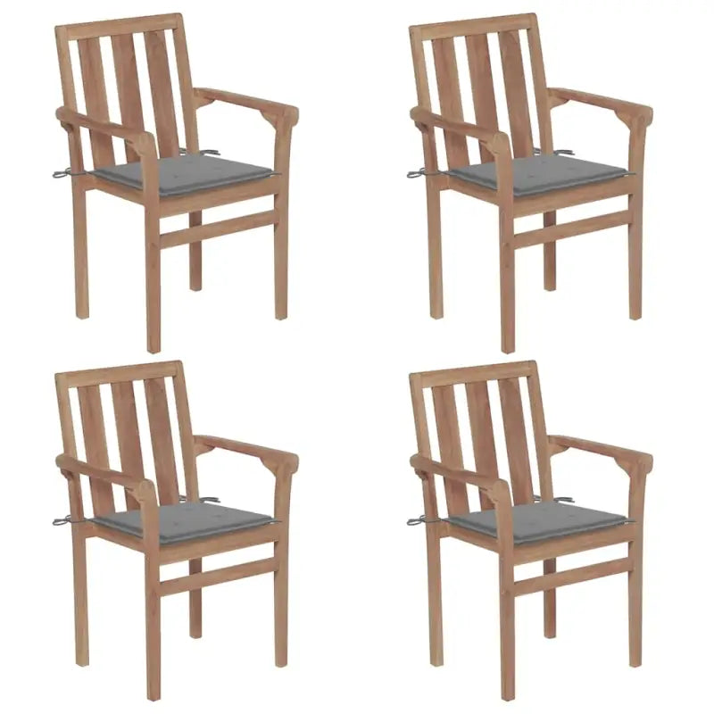 Houten tuinstoelen set met hard teakhout en fijn geschuurde afwerking - Grijs / 4 - Tuinstoelen