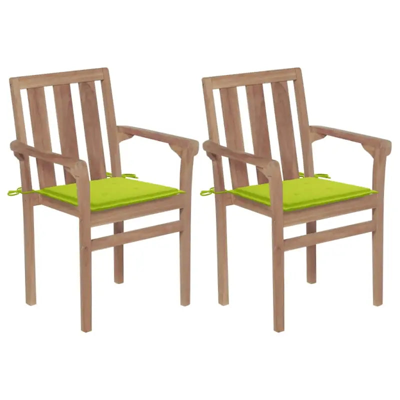 Houten tuinstoelen set met hard teakhout en fijn geschuurde afwerking - Heldergroen / 2 - Tuinstoelen