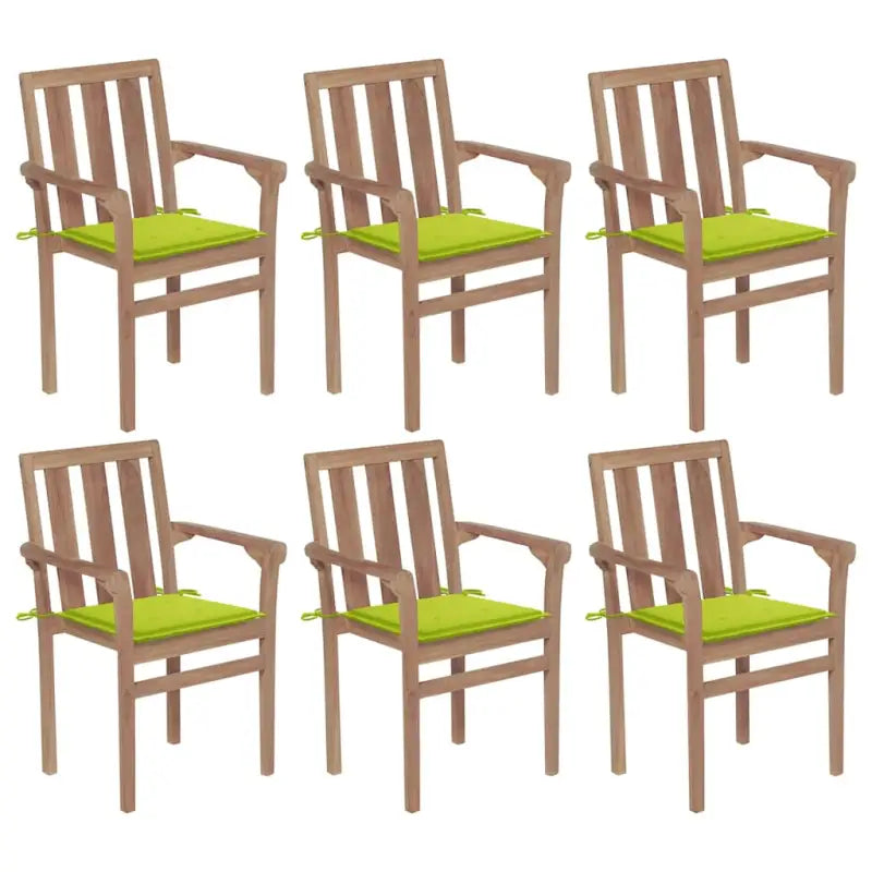Houten tuinstoelen set met hard teakhout en fijn geschuurde afwerking - Heldergroen / 6 - Tuinstoelen
