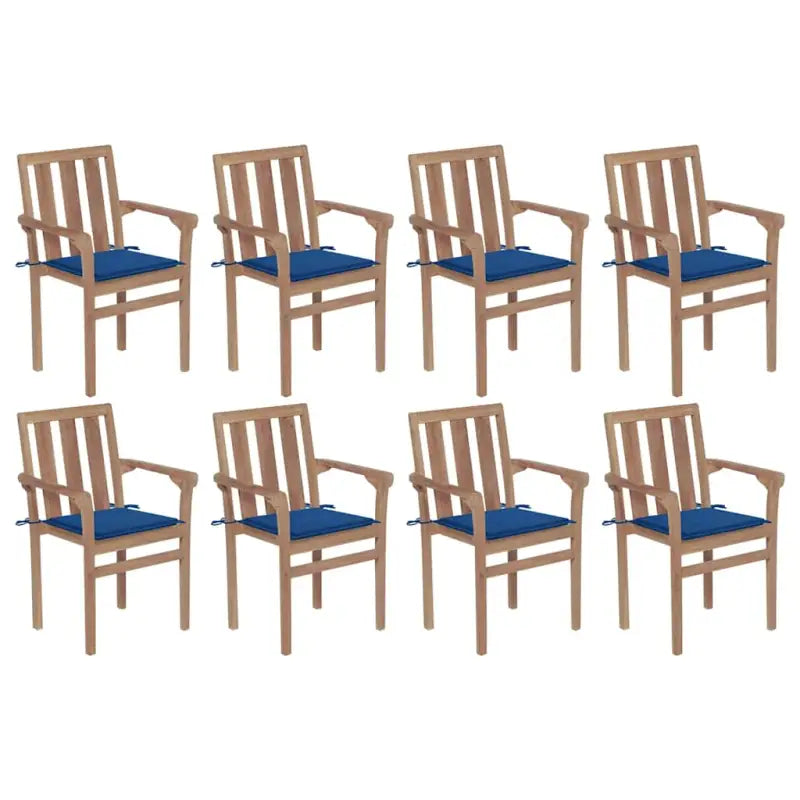 Houten tuinstoelen set met hard teakhout en fijn geschuurde afwerking - koningsblauw / 8 - Tuinstoelen