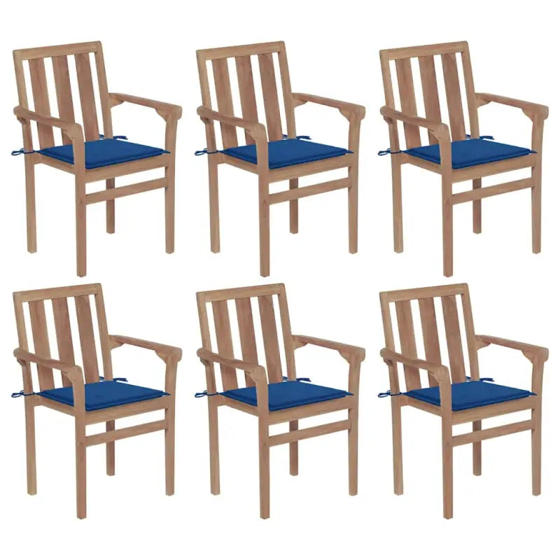 Houten tuinstoelen set met hard teakhout en fijn geschuurde afwerking - koningsblauw / 6 - Tuinstoelen