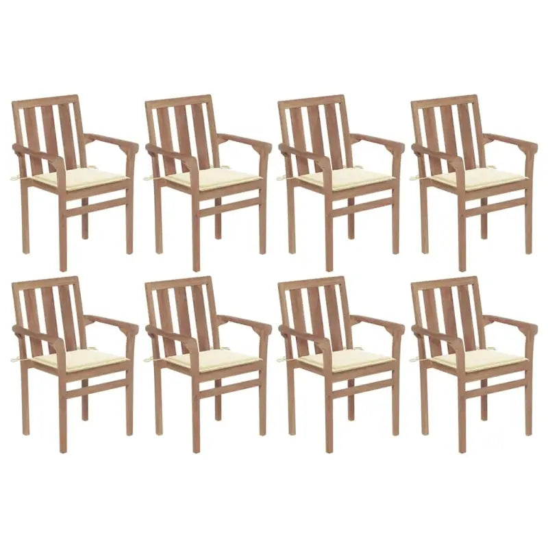 Houten tuinstoelen set met hard teakhout en fijn geschuurde afwerking - Crème / 8 - Tuinstoelen