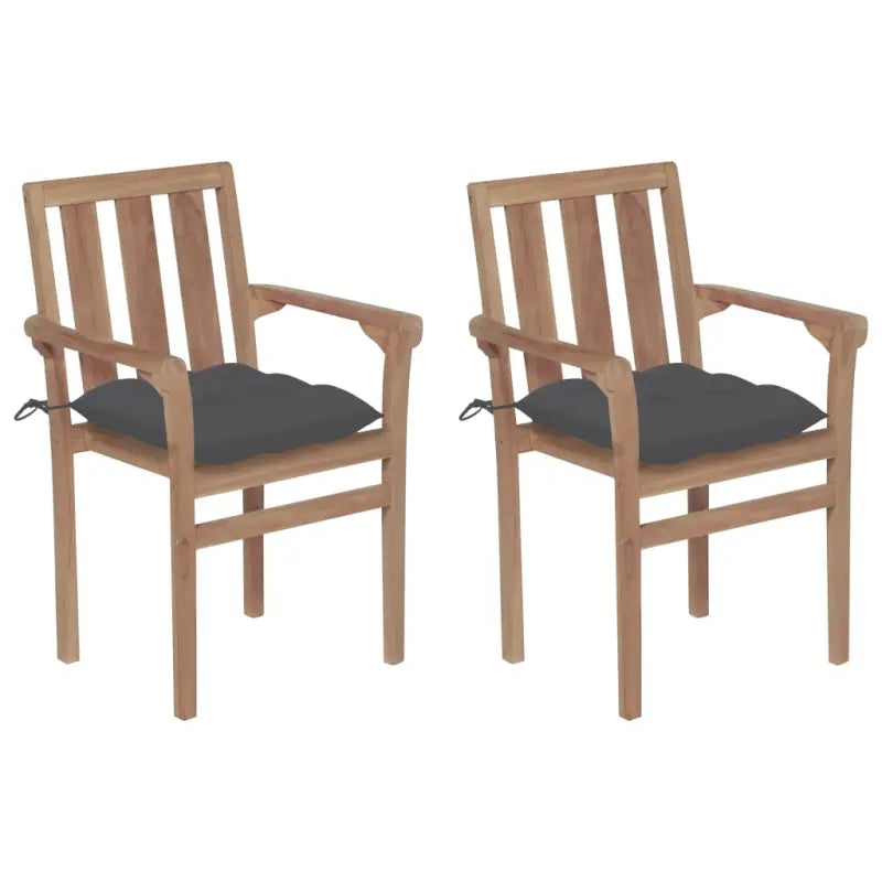 Houten tuinstoelen set van fijn geschuurd hard teakhout - Antraciet / 2 - Tuinstoelen