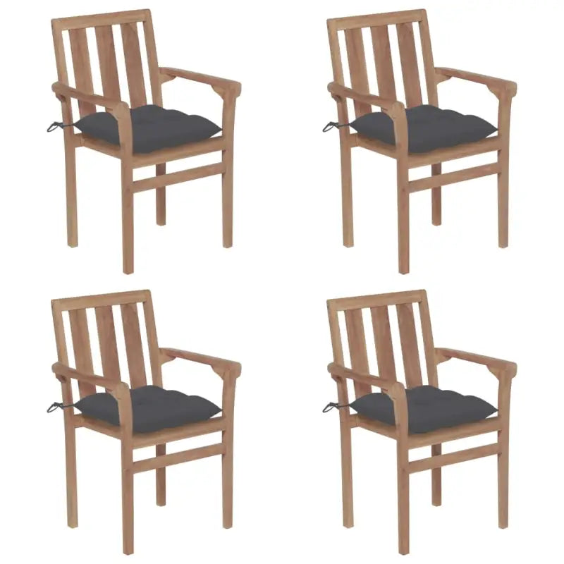 Houten tuinstoelen set van fijn geschuurd hard teakhout - Antraciet / 4 - Tuinstoelen