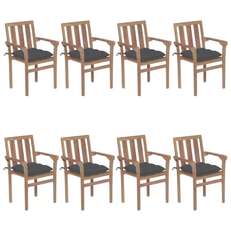 Houten tuinstoelen set van fijn geschuurd hard teakhout - Antraciet / 8 - Tuinstoelen