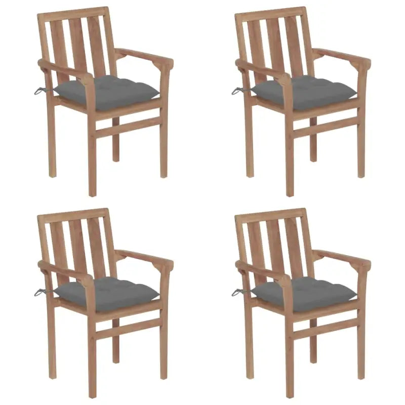 Houten tuinstoelen set van fijn geschuurd hard teakhout - Grijs / 4 - Tuinstoelen