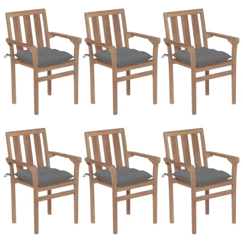 Houten tuinstoelen set van fijn geschuurd hard teakhout - Grijs / 6 - Tuinstoelen