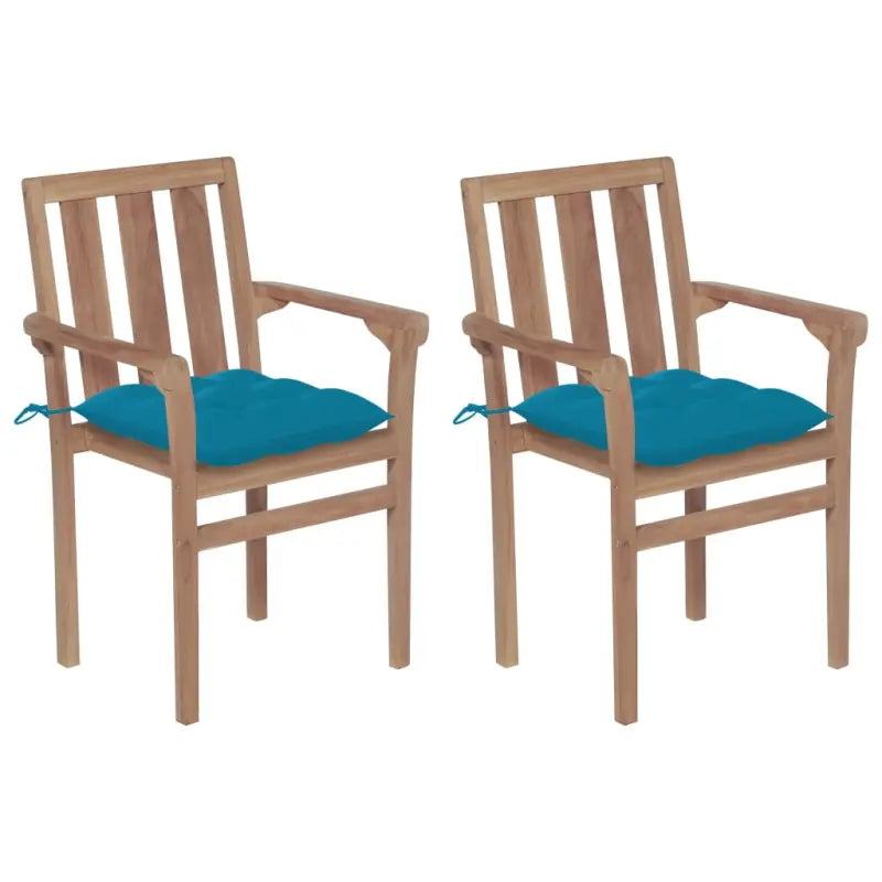 Houten tuinstoelen set van fijn geschuurd hard teakhout - lichtblauw / 2 - Tuinstoelen