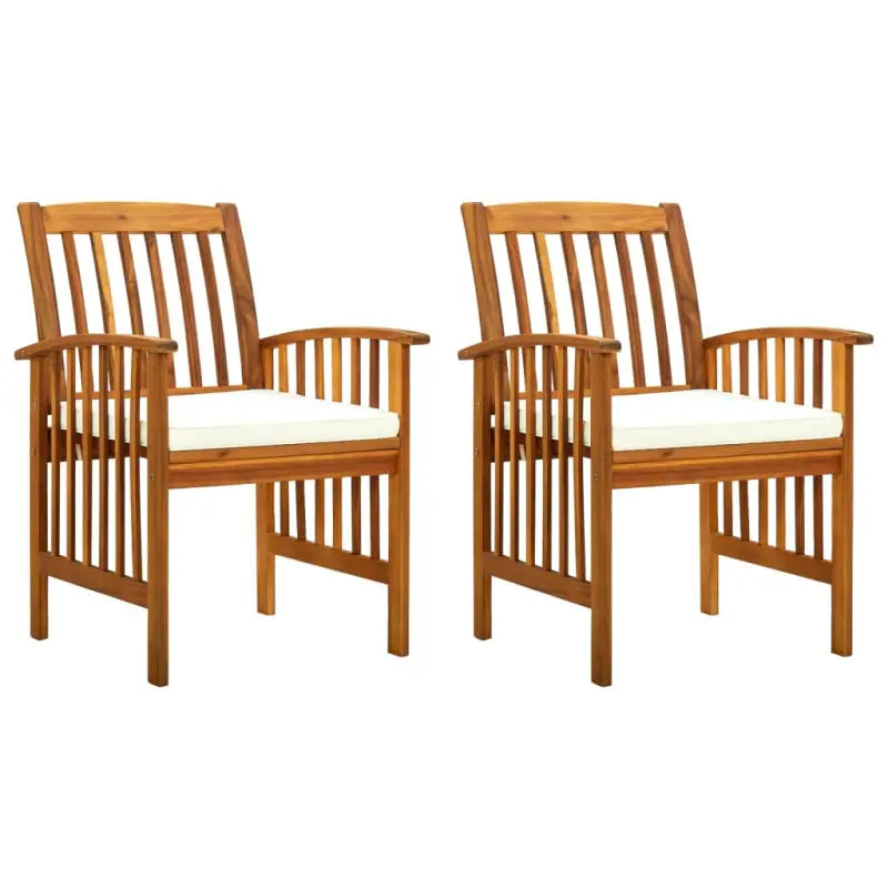 Houten tuinstoelen van massief acaciahout voor buiten plezier - Crème / 2 - Tuinstoelen