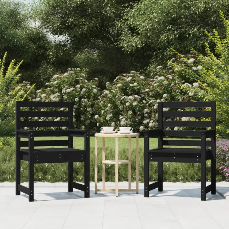 Houten tuinstoelen van massief grenenhout voor comfortabel buitengebruik - Zwart grenenhout / 60 x 48 x 91 cm / 2