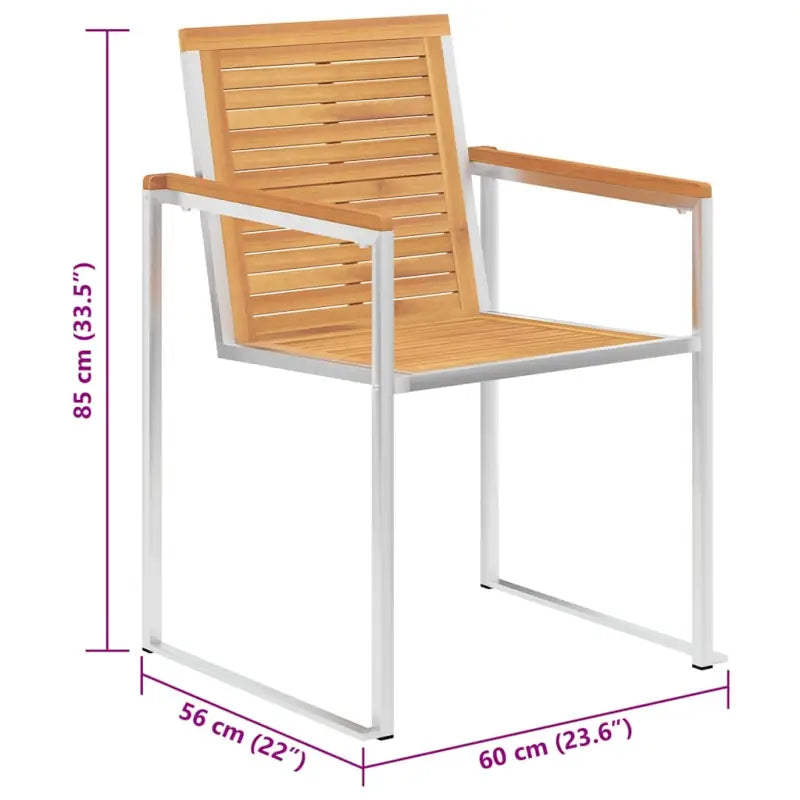 Houten tuinstoelen van massief teakhout met roestvrij staal elementen - Tuinstoelen