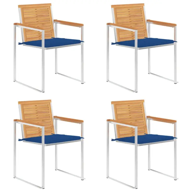 Houten tuinstoelen van massief teakhout met roestvrij staal elementen - koningsblauw / 4 - Tuinstoelen