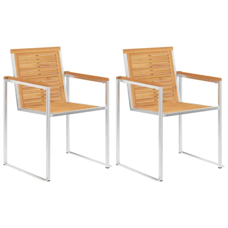 Houten tuinstoelen van massief teakhout met roestvrij staal elementen - Tuinstoelen