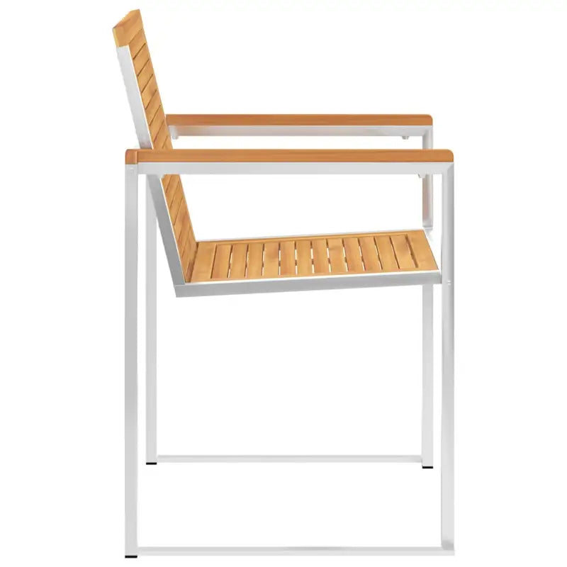 Houten tuinstoelen van massief teakhout met roestvrij staal elementen - Tuinstoelen