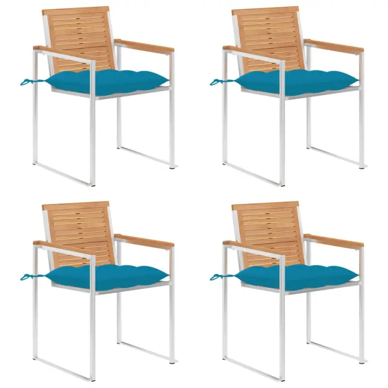 Houten tuinstoelen van massief teakhout voor een stijlvol terras - lichtblauw / 4 - Tuinstoelen