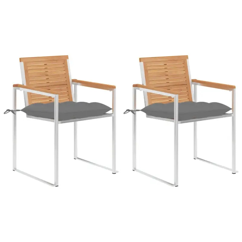 Houten tuinstoelen van massief teakhout voor een stijlvol terras - Grijs / 2 - Tuinstoelen