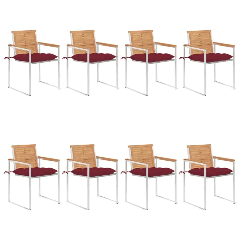Houten tuinstoelen van massief teakhout voor een stijlvol terras - Wijnrood / 8 - Tuinstoelen