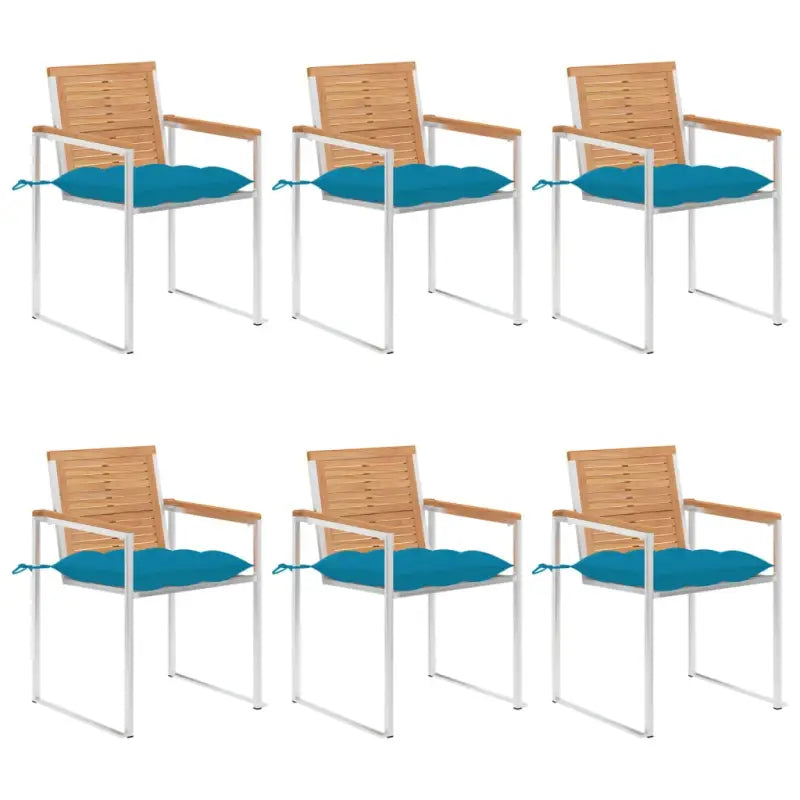 Houten tuinstoelen van massief teakhout voor een stijlvol terras - lichtblauw / 6 - Tuinstoelen