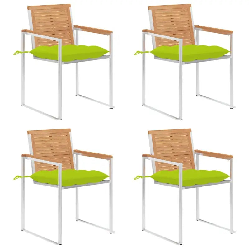 Houten tuinstoelen van massief teakhout voor een stijlvol terras - Heldergroen / 4 - Tuinstoelen