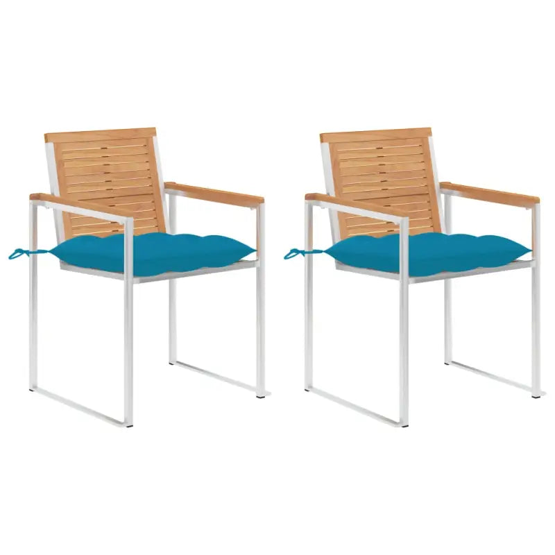Houten tuinstoelen van massief teakhout voor een stijlvol terras - lichtblauw / 2 - Tuinstoelen