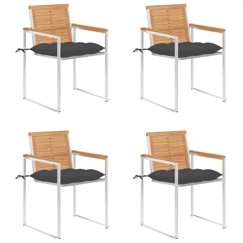 Houten tuinstoelen van massief teakhout voor een stijlvol terras - Antraciet / 4 - Tuinstoelen