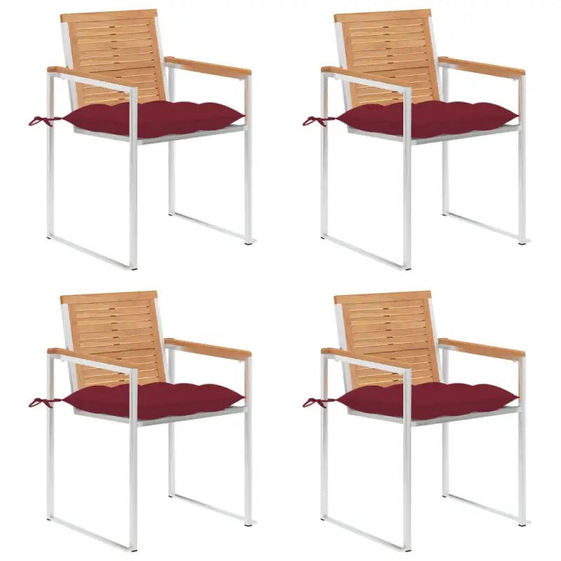 Houten tuinstoelen van massief teakhout voor een stijlvol terras - Wijnrood / 4 - Tuinstoelen