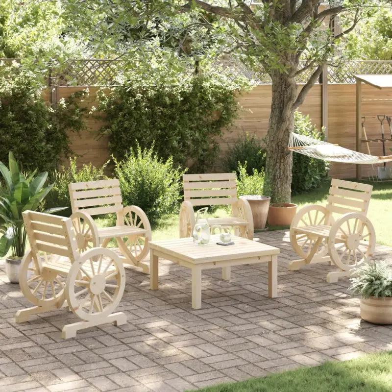 Houten tuinstoelen van massief vurenhout voor tuin patio of terras - Tuinstoelen