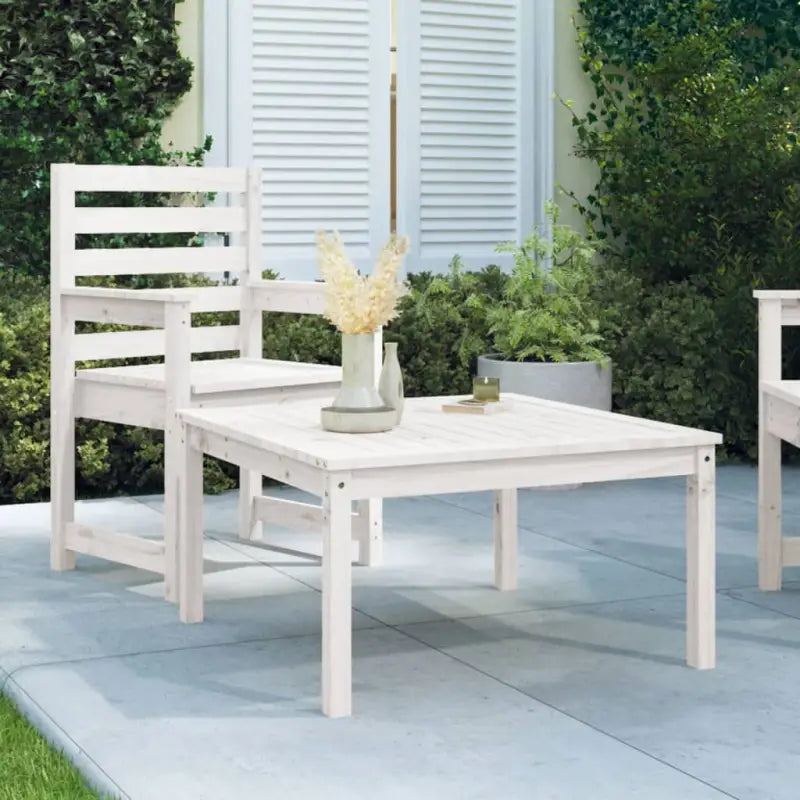 Houten tuintafel van massief grenenhout voor gezellige buitenmaaltijden - Wit grenenhout / 82.5 x 82.5 x 45 cm / 1
