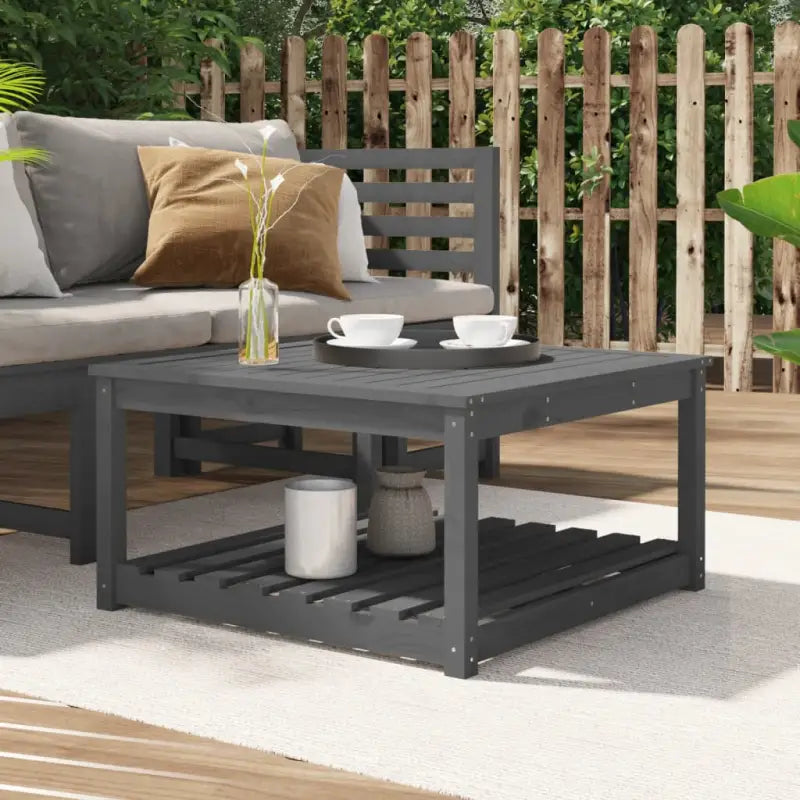 Houten tuintafel van massief grenenhout voor tuin en terras - Grijs grenenhout / 82.5 x 82.5 x 45 cm / 1 - Tuintafels