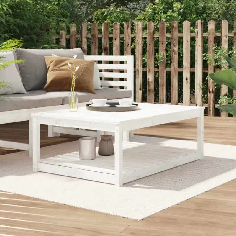 Houten tuintafel van massief grenenhout voor tuin en terras - Wit grenenhout / 121 x 82.5 x 45 cm / 1 - Tuintafels