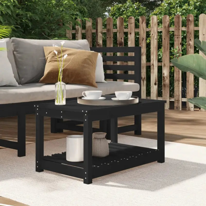 Houten tuintafel van massief grenenhout voor tuin en terras - Zwart grenenhout / 82.5 x 50.5 x 45 cm / 1 - Tuintafels
