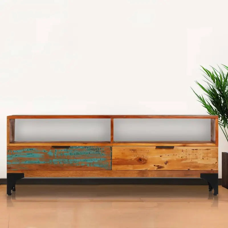 Houten tv-meubel in antieke stijl van massief gerecycled hout - Tv-meubels